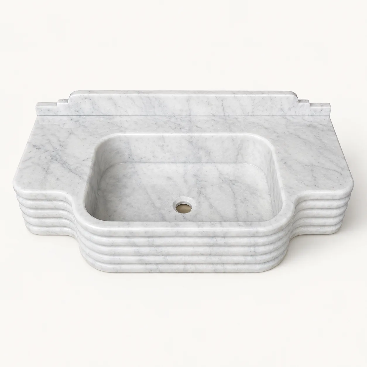Marble Sink Carrara Marble Bathroom Sink – Fluted Natural Stone Vanity Basin