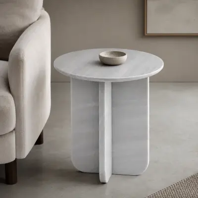 Minimalist Geometric Marble Side Table