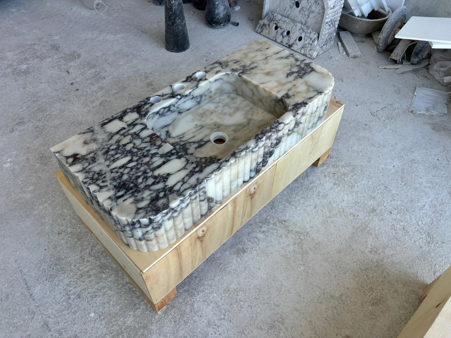 Calacatta Viola Marble Sink Unique Marble Basin, Custom Size Hand Carved Viola Marble Sink, Bathroom Vanity