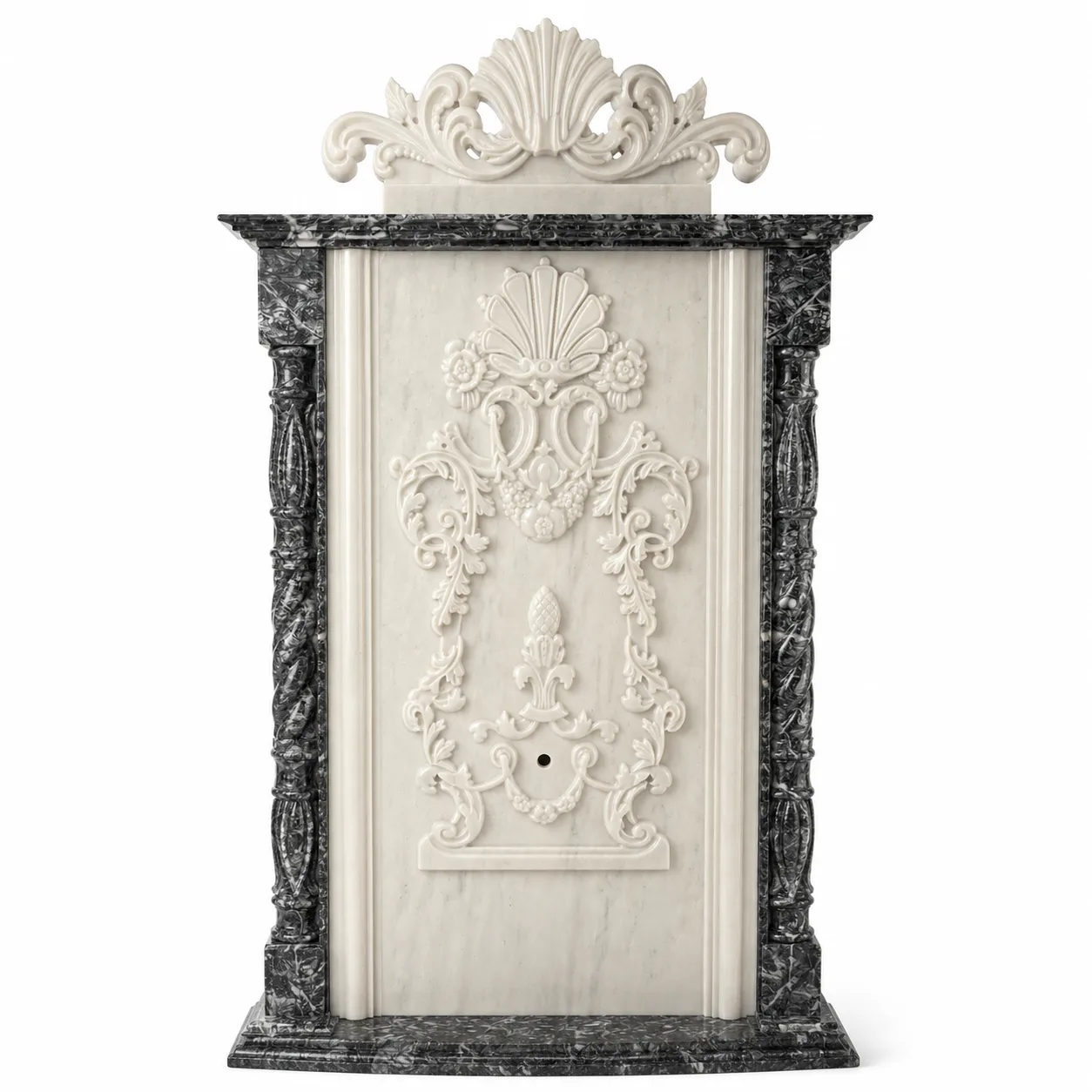 Two-Tone Marble Hand-Carved Classic Wall Fountain Panel