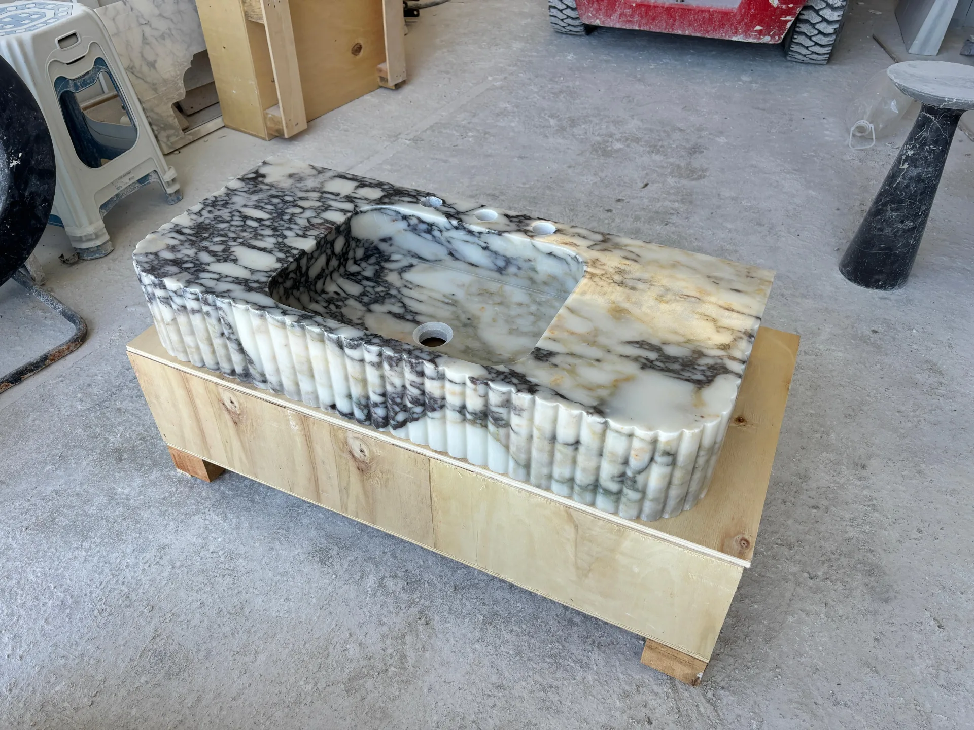 Calacatta Viola Marble Sink Unique Marble Basin, Custom Size Hand Carved Viola Marble Sink, Bathroom Vanity
