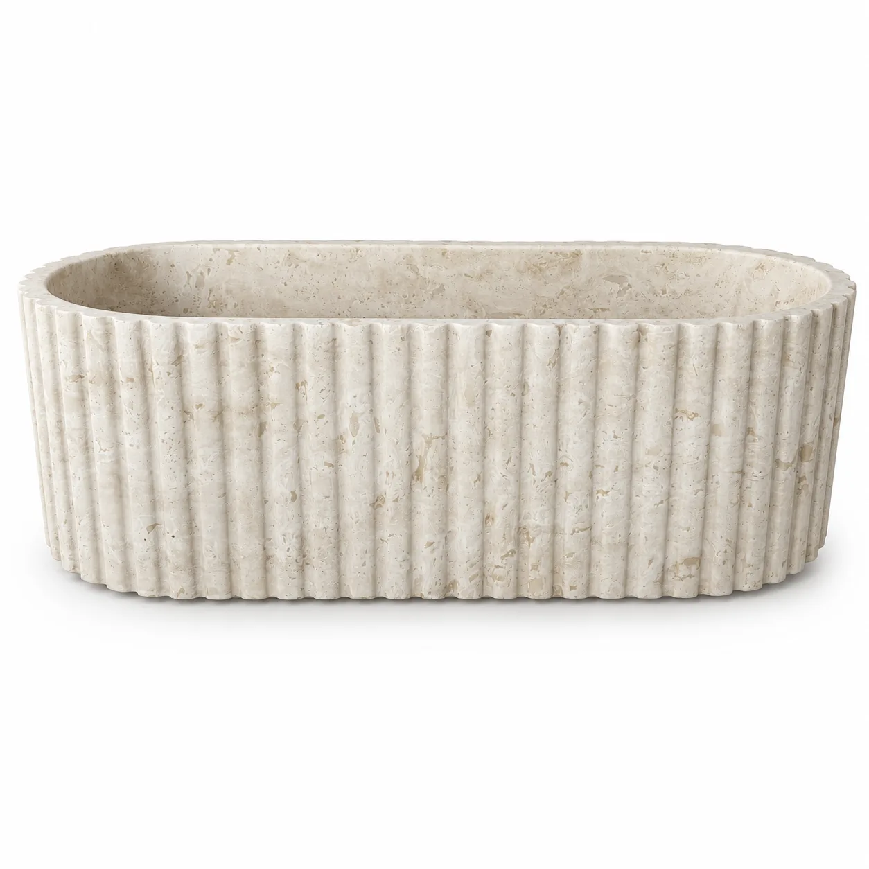 Fluted Design Travertine Bathtub