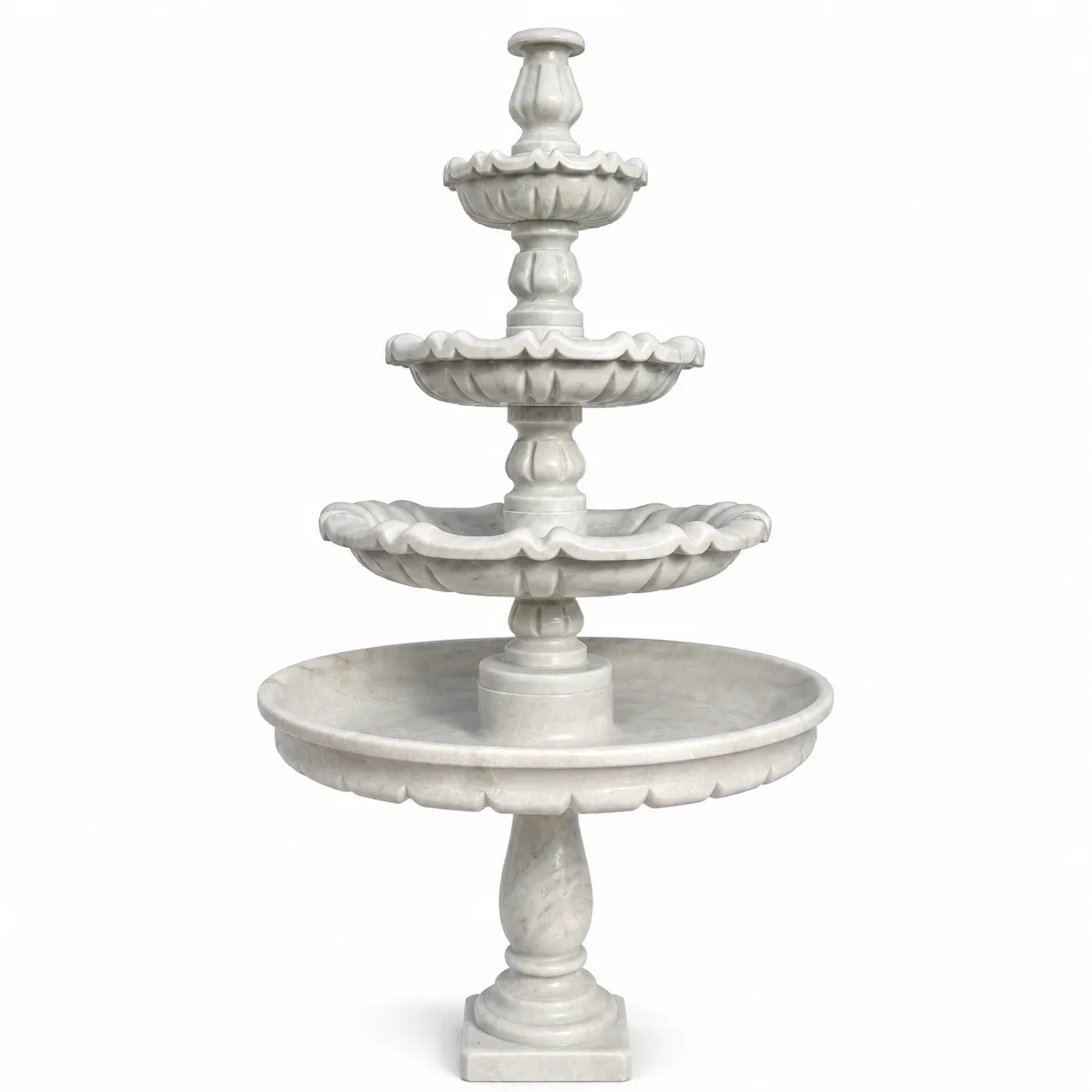 Classic Three-Tiered White Marble Garden Fountain