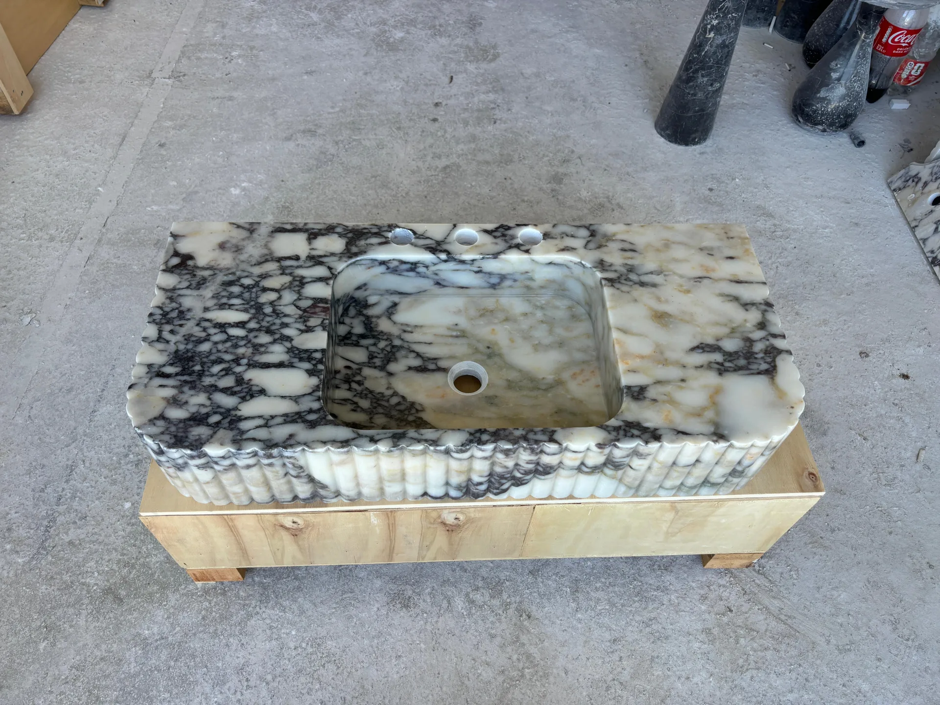 Calacatta Viola Marble Sink Unique Marble Basin, Custom Size Hand Carved Viola Marble Sink, Bathroom Vanity