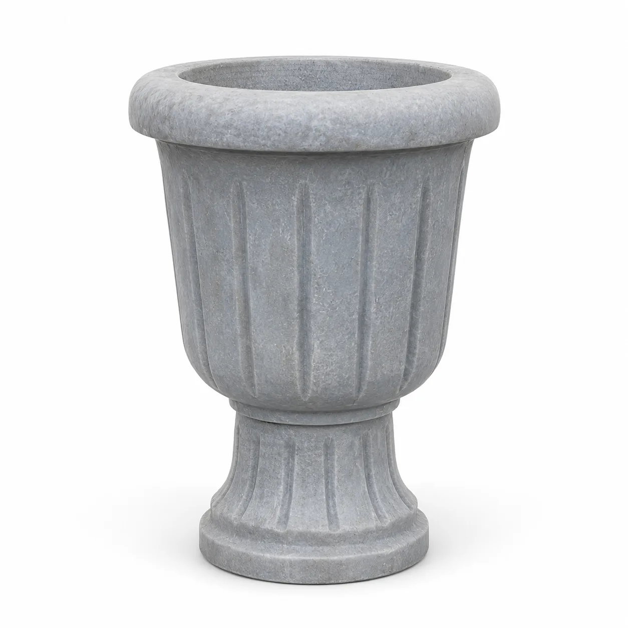Grey Handcrafted Fluted Design Premium Marble Planter