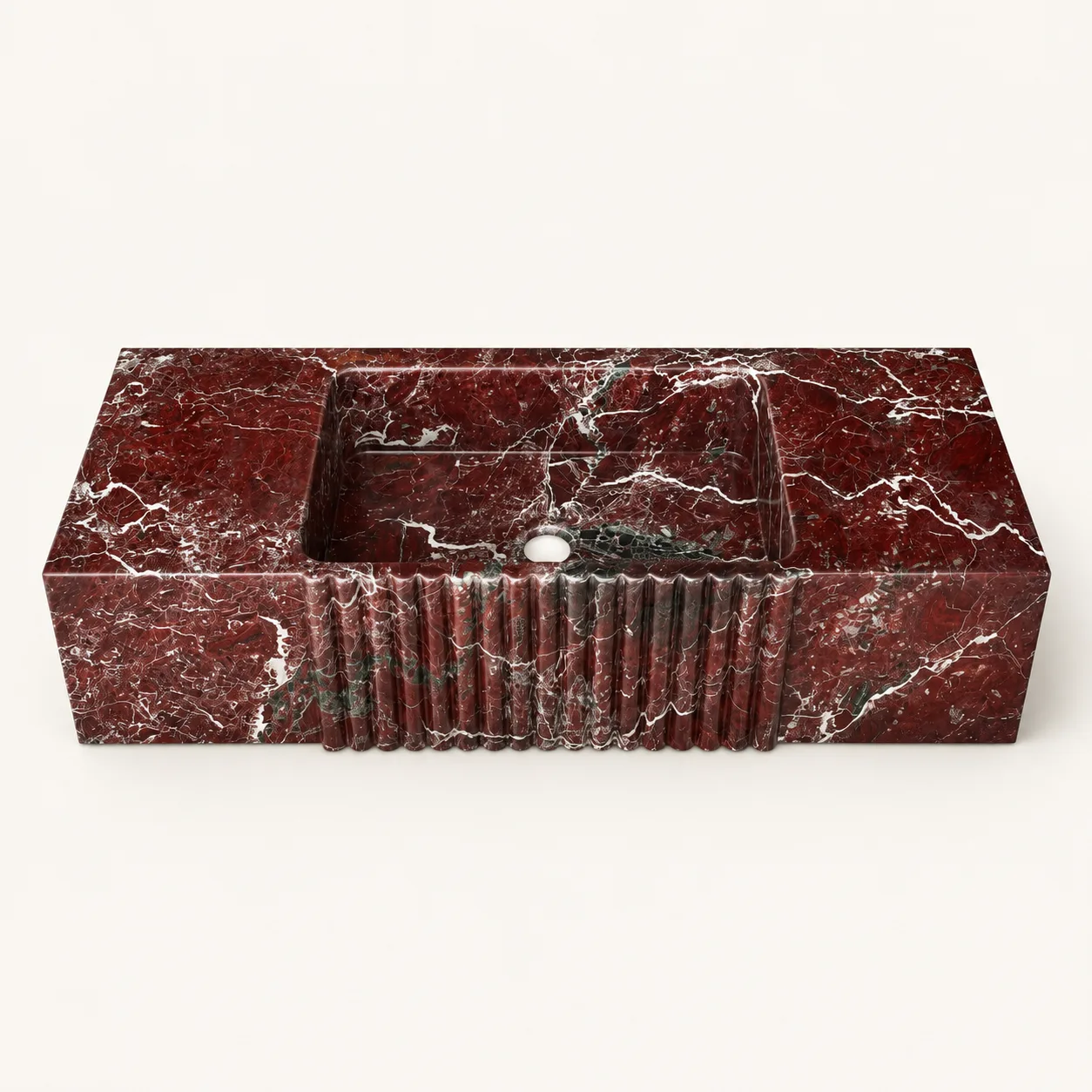 Rosso Levanto Marble Sink – Hand-Carved Rectangular Natural Stone Bathroom Vanity