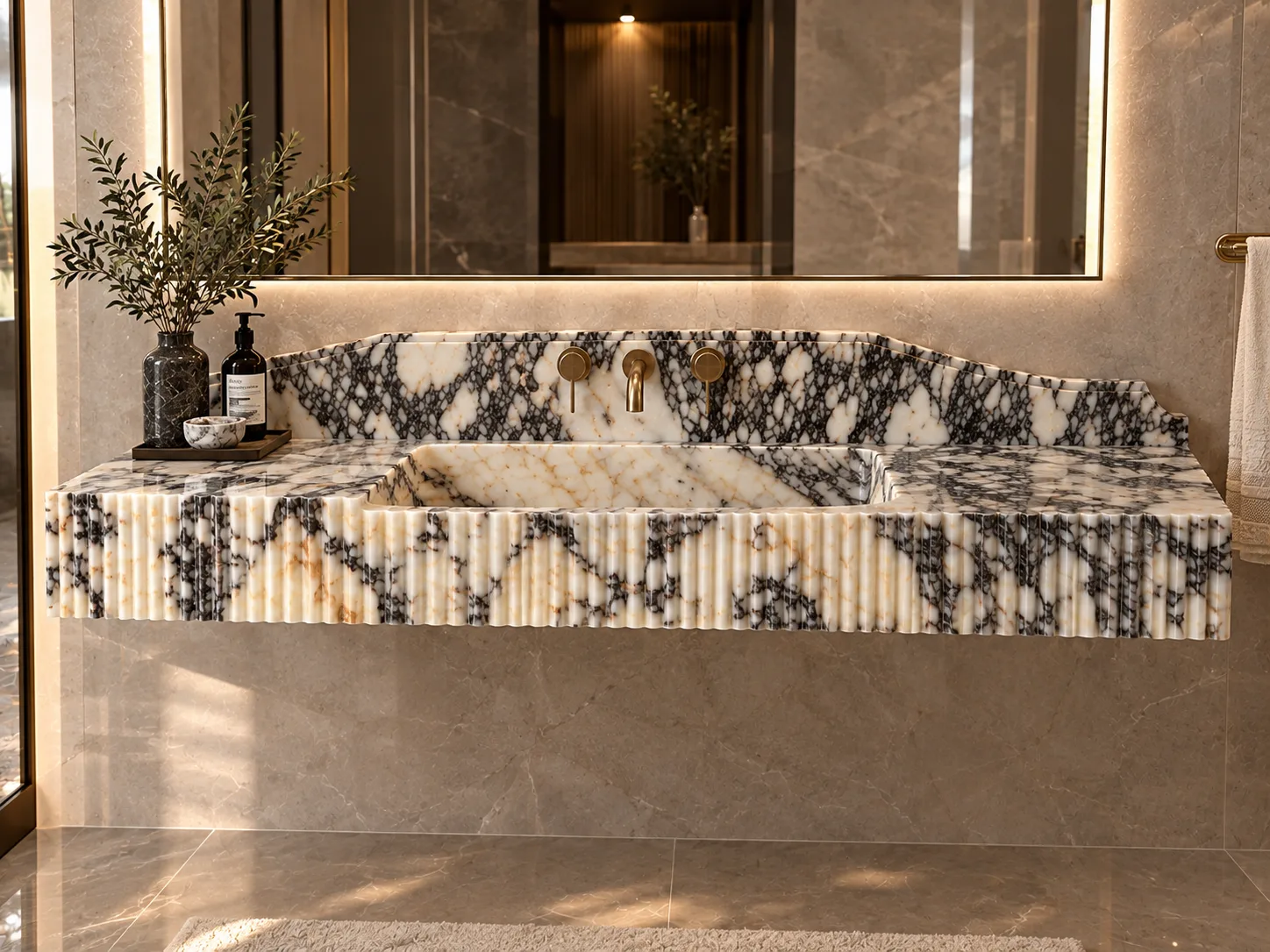 Calacatta Viola Marble Sink – Handmade Natural Stone Basin