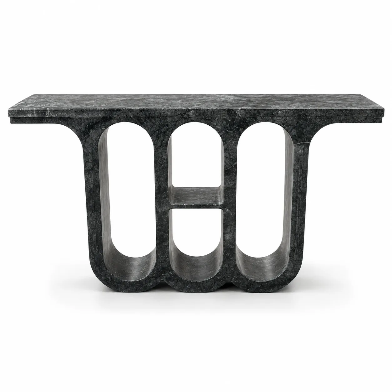 Sculptural Black Marble Console / Coffee Table